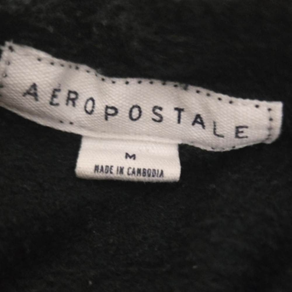 Aeropostale Black Foil Logo Print Hoodie Size Medium - Picture 8 of 8